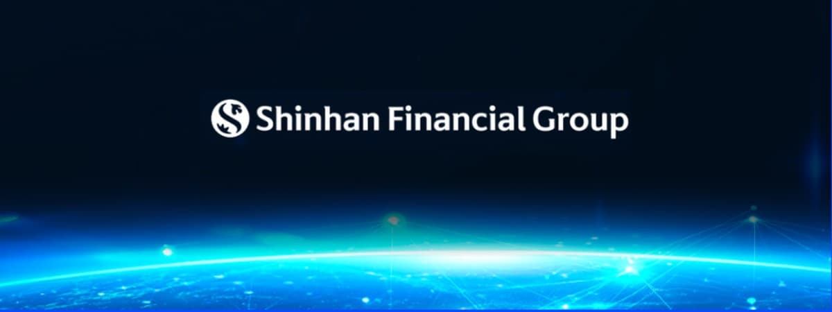 Shinhan Financial Group logo over a blue horizon